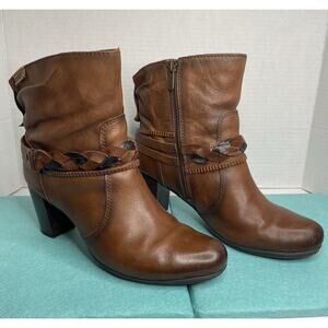 Pikolinos Verona Boots W5C-8576 Brown Braided (Cuero) Leather Womens Sz 39